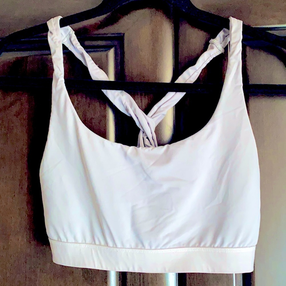 Body move cross back racerback sports bra in pale blue